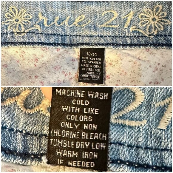 Rue21 Distressed Light Blue Denim Mini Skirt Size 13/14 - Picture 6 of 6